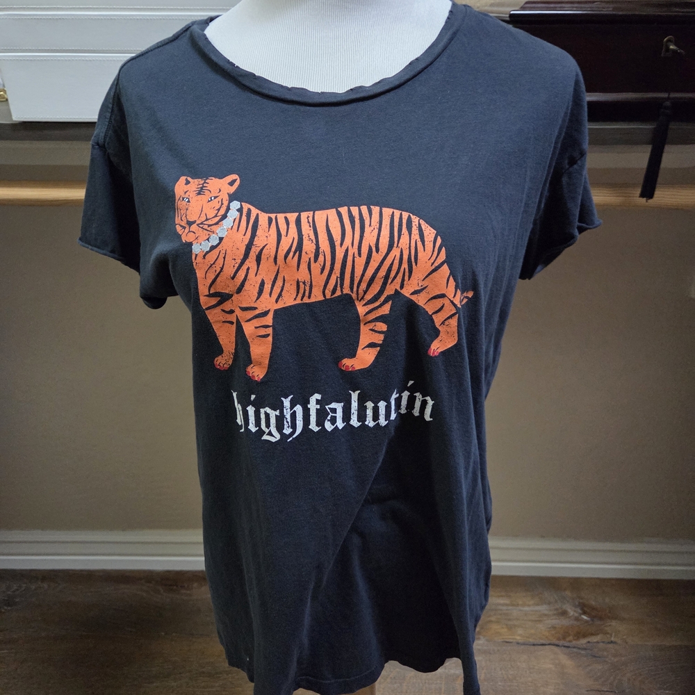 Mallory Ervin Highgalutin Orange and Black Short Sleeve Tee with Tiger Graphic